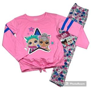 NWT LOL Surprise! Screen print long sleeve top with printed legging Size 5/6